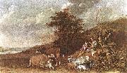 paulus potter Landscape with Shepherdess and Shepherd Playing Flute painting